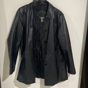 Outbrook | Black Leather Coat - Size L